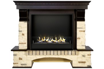 Биокамин в портале Firezo Pierre Luxe Темный дуб сланец, стандарт