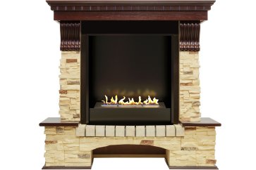 Биокамин в портале Firezo Pierre Luxe Темный дуб Сланец, стандарт